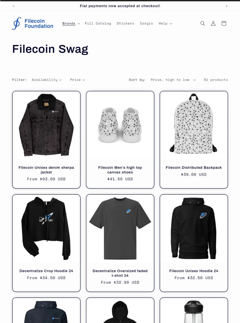 Filecoin merchandise from the Swag Store range