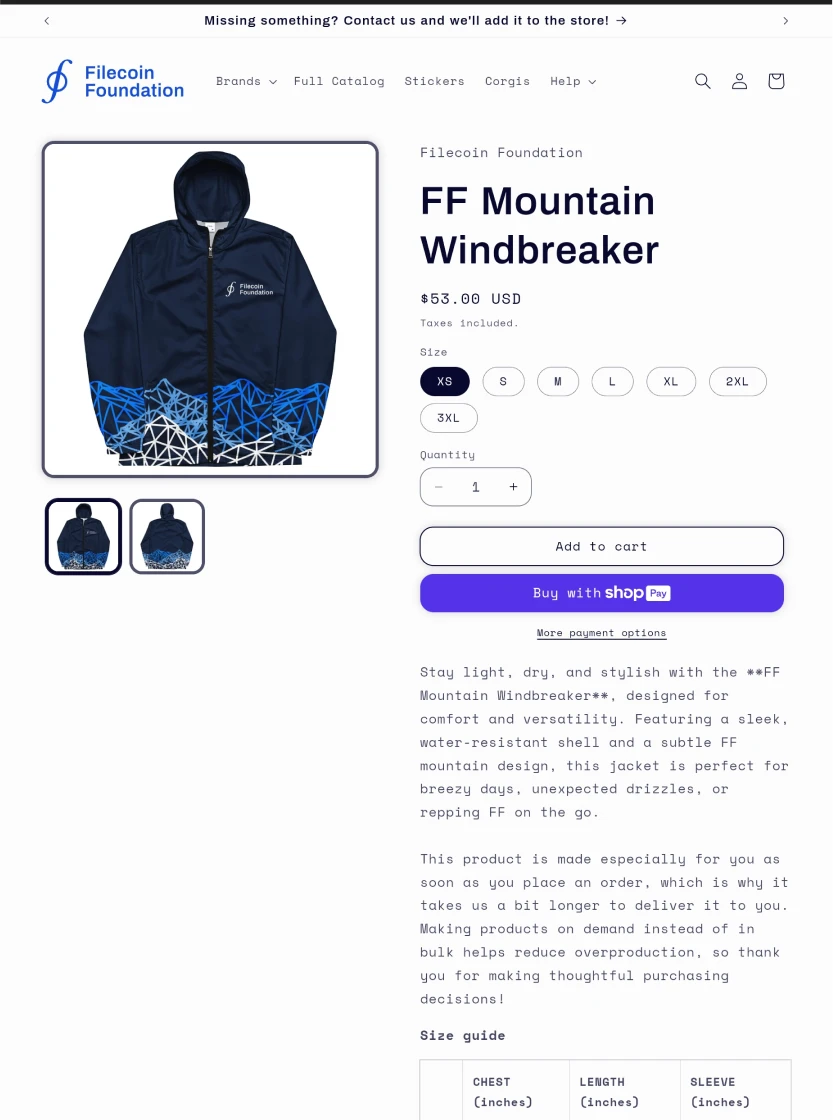 Filecoin branded apparel from the Swag Store