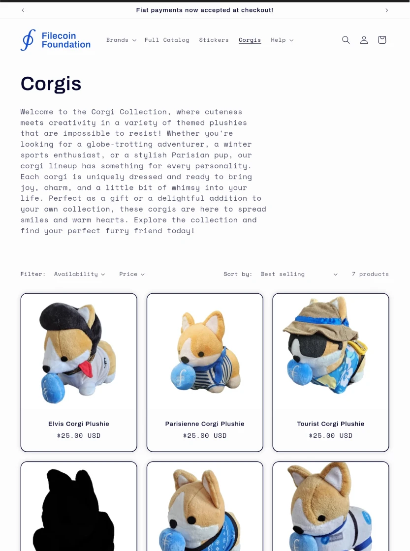 Filecoin Swag Store product range
